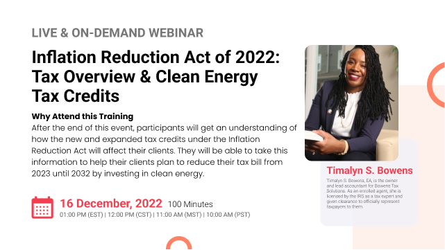 Inflation Reduction Act of 2022: Tax Overview & Clean Energy Tax Credits