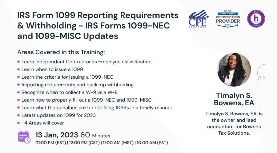 IRS Form 1099 Reporting Requirements & Withholding - IRS Forms 1099-NEC and 1099-MISC Updates