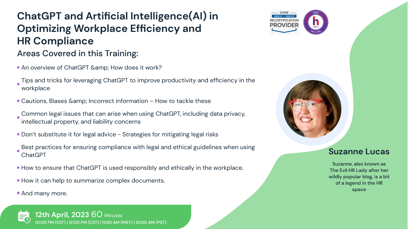 ChatGPT and Artificial Intelligence(AI) in Optimizing Workplace Efficiency and  HR Compliance