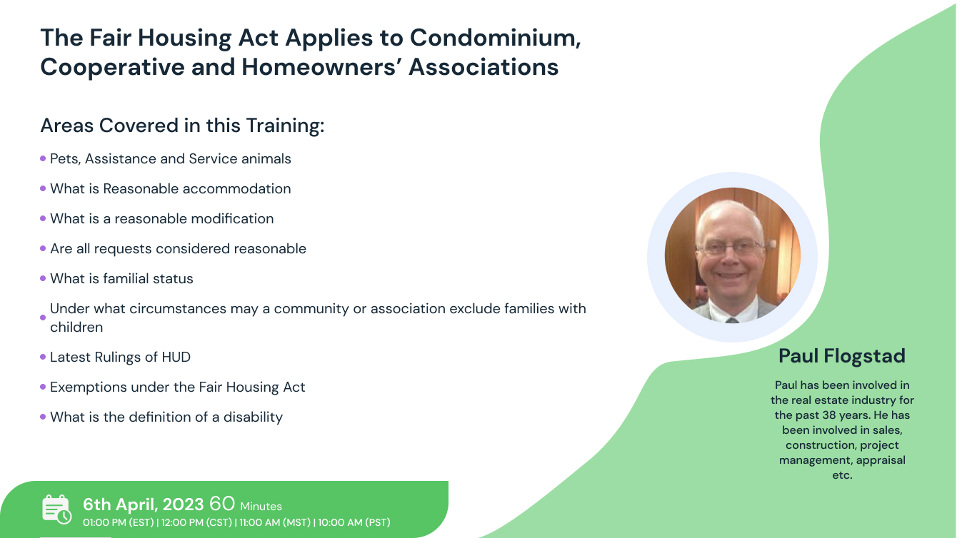 The Fair Housing Act Applies to Condominium, Cooperative and  Homeowners’ Associations