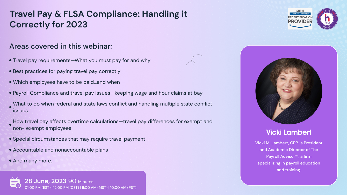 Travel Pay & FLSA Compliance: Handling it Correctly for 2023