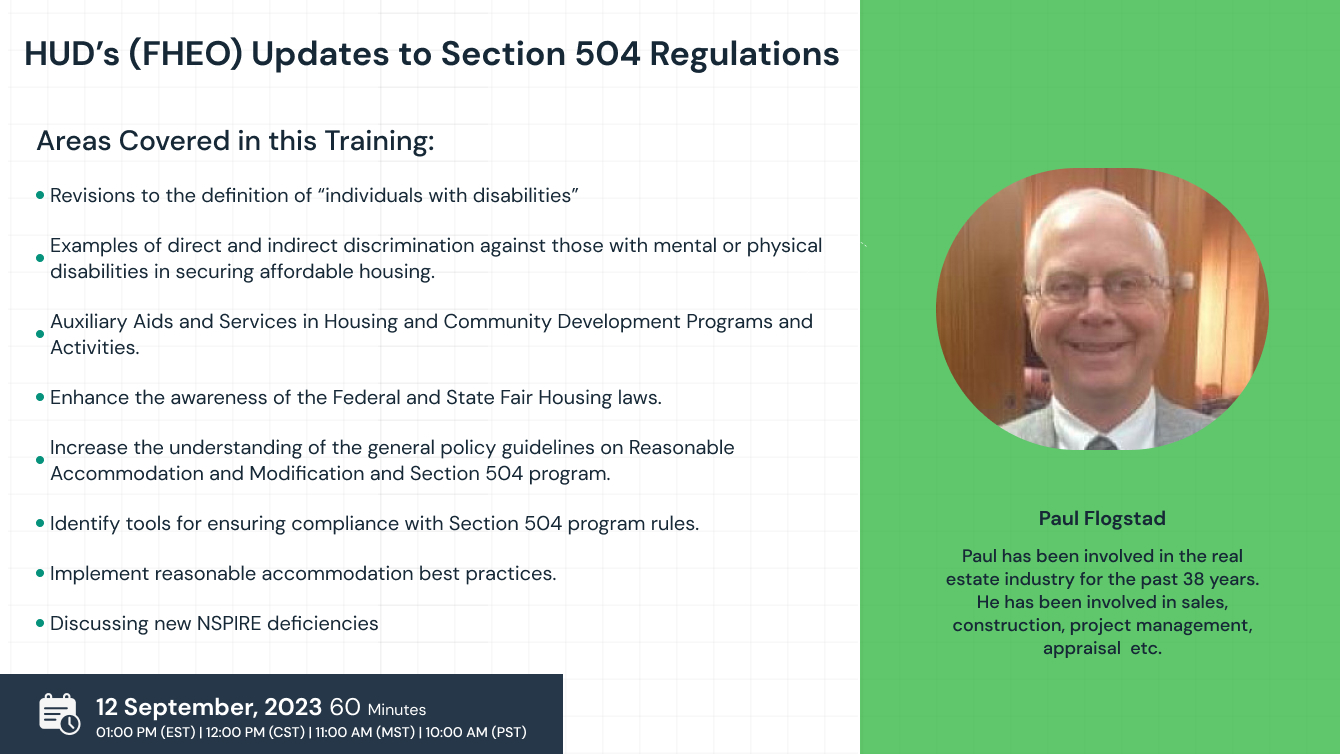 HUD’s (FHEO) Updates to Section 504 Regulations