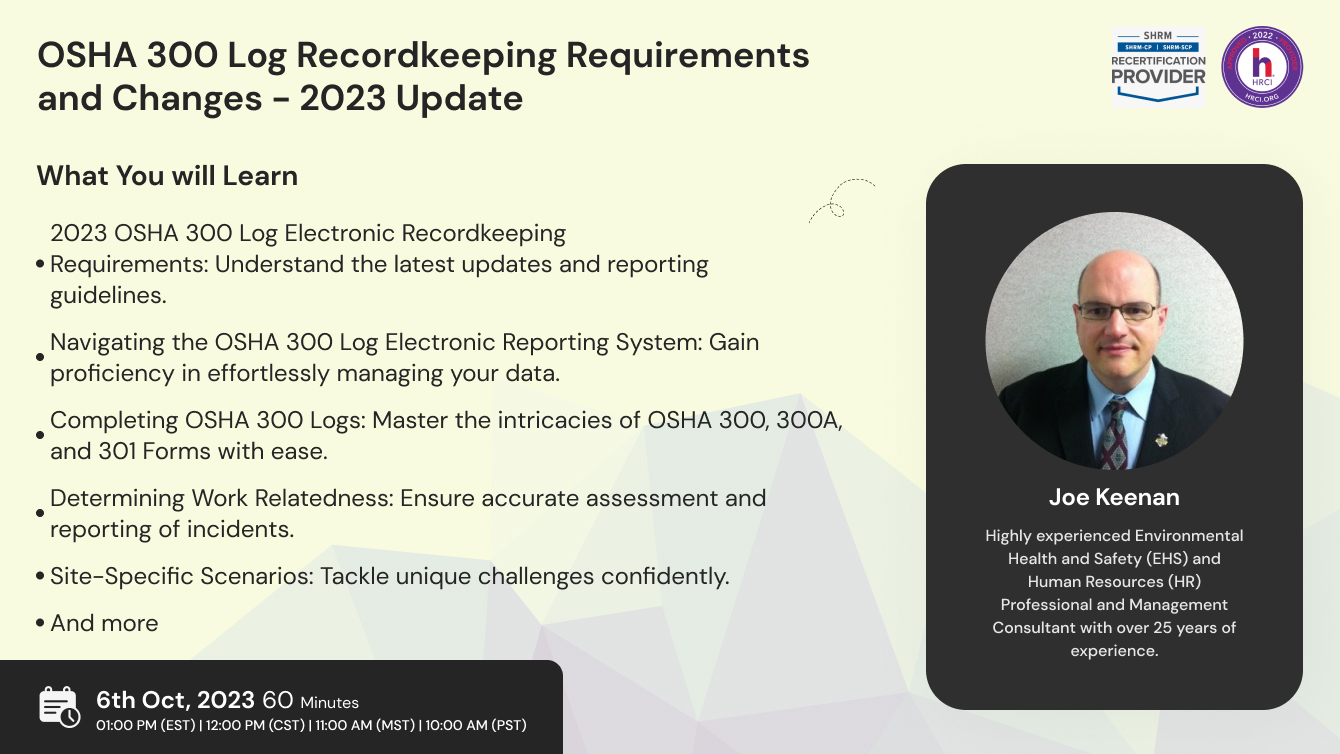 OSHA 300 Log Recordkeeping Requirements and Changes - 2023 Update