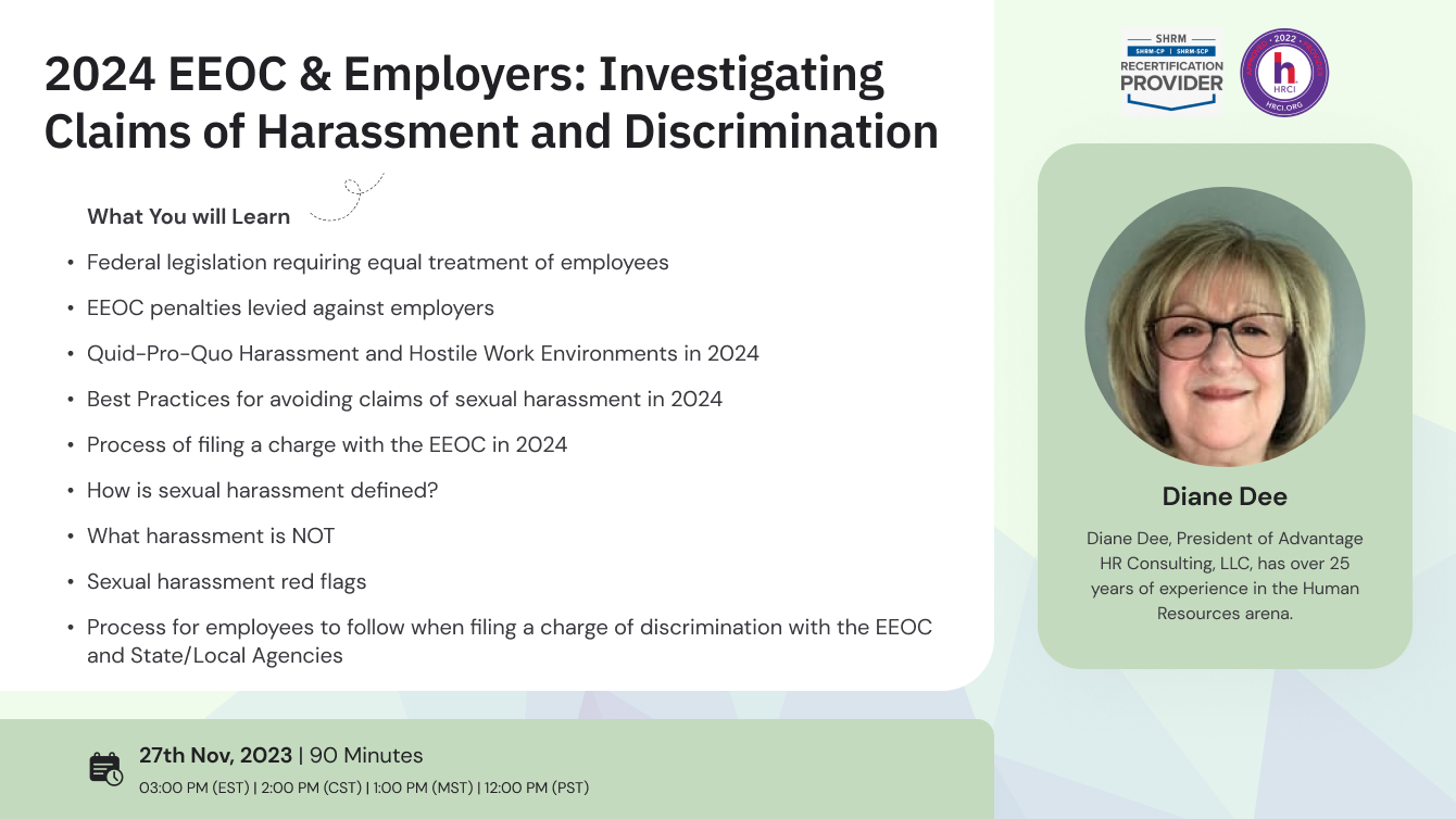 2024 EEOC & Employers: Investigating Claims of Harassment and Discrimination