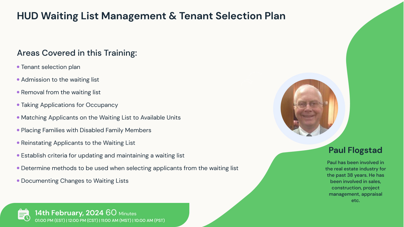 HUD Waiting List Management & Tenant Selection Plan