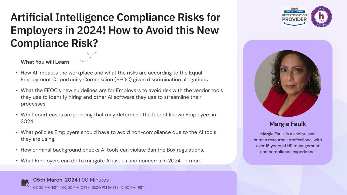 Artificial Intelligence Compliance Risks for Employers in 2024! How to Avoid this New Compliance Risk?