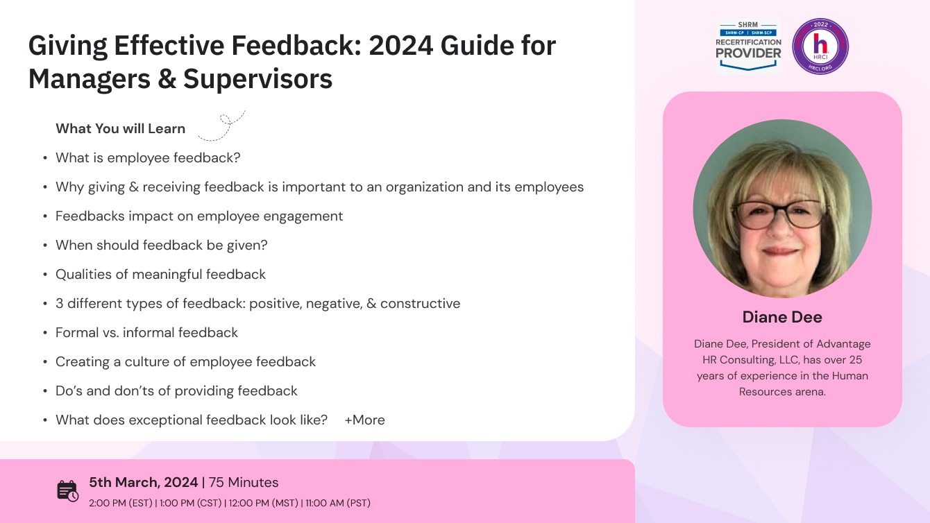 Giving Effective Feedback: 2024 Guide for Managers & Supervisors