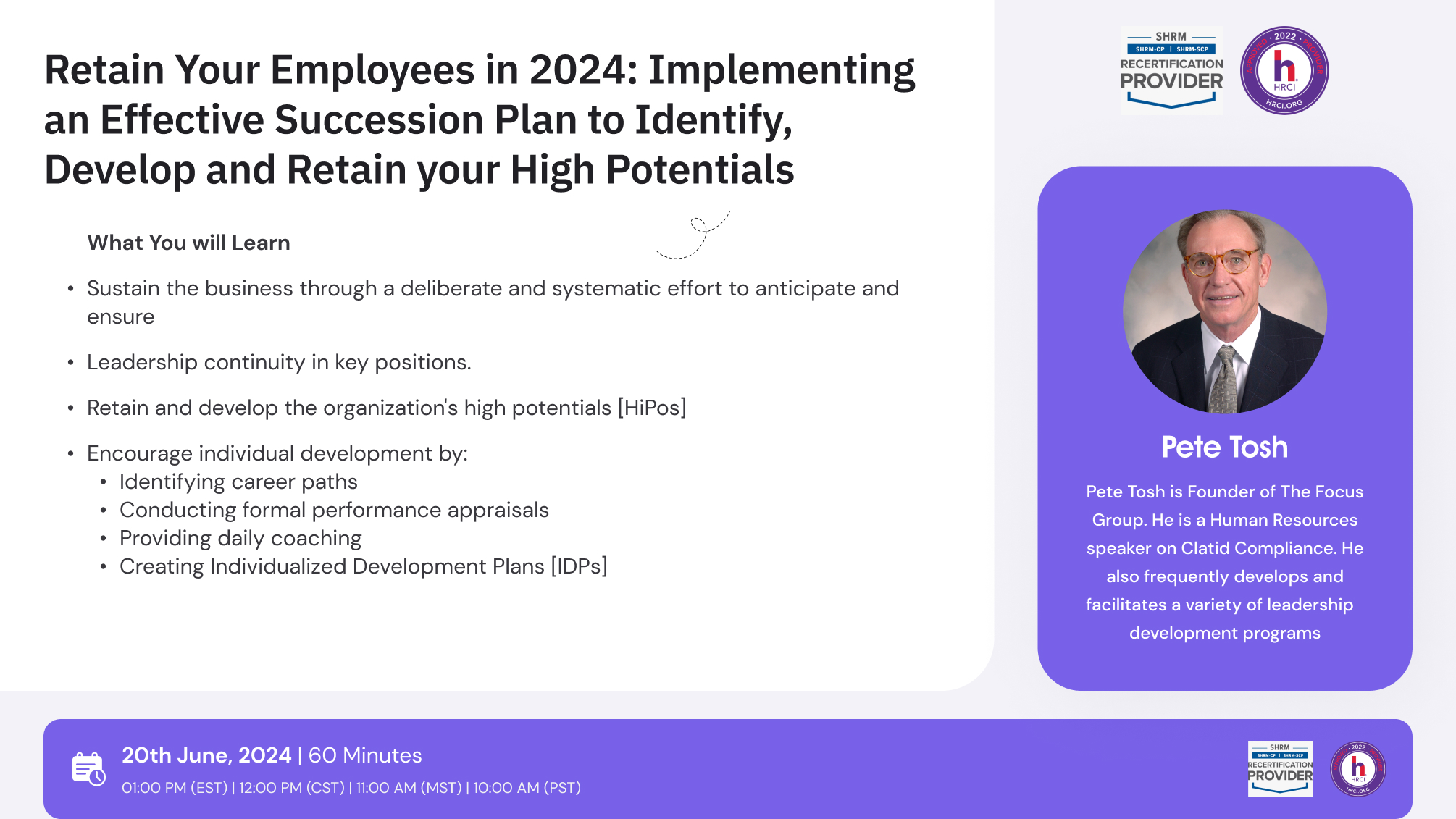 Retain Your Employees in 2024: Implementing an Effective Succession Plan to Identify, Develop and Retain your High Potentials