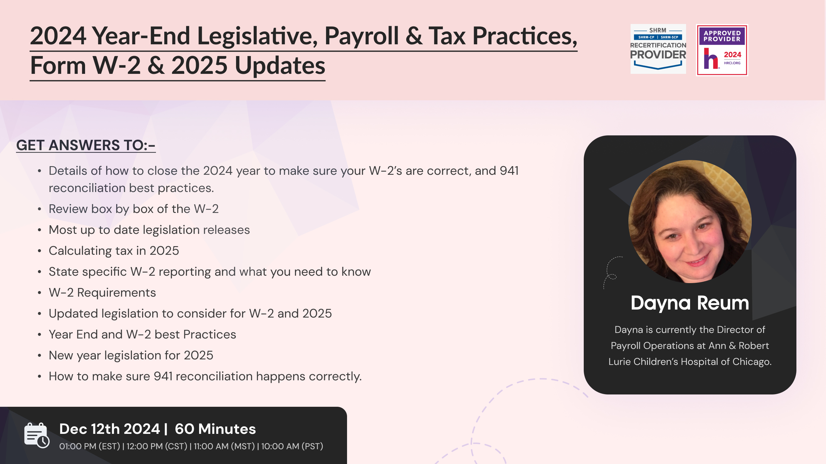 2024 Year-End Legislative, Payroll & Tax Practices, Form W-2 Updates and 2025 Updates