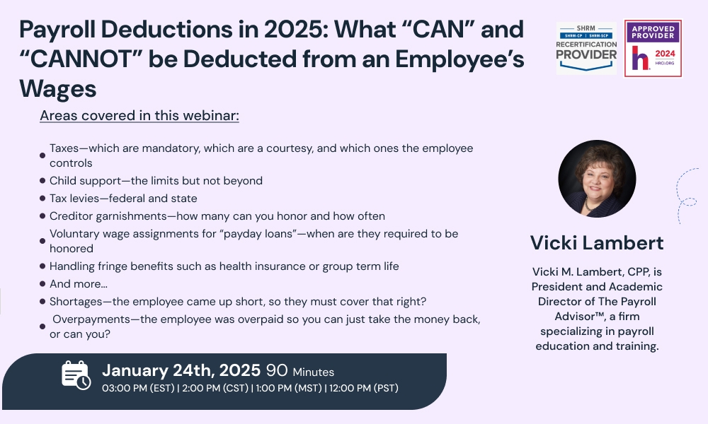 Payroll Deductions in 2025: What "CAN" and "CANNOT" be Deducted from an Employee’s Wages