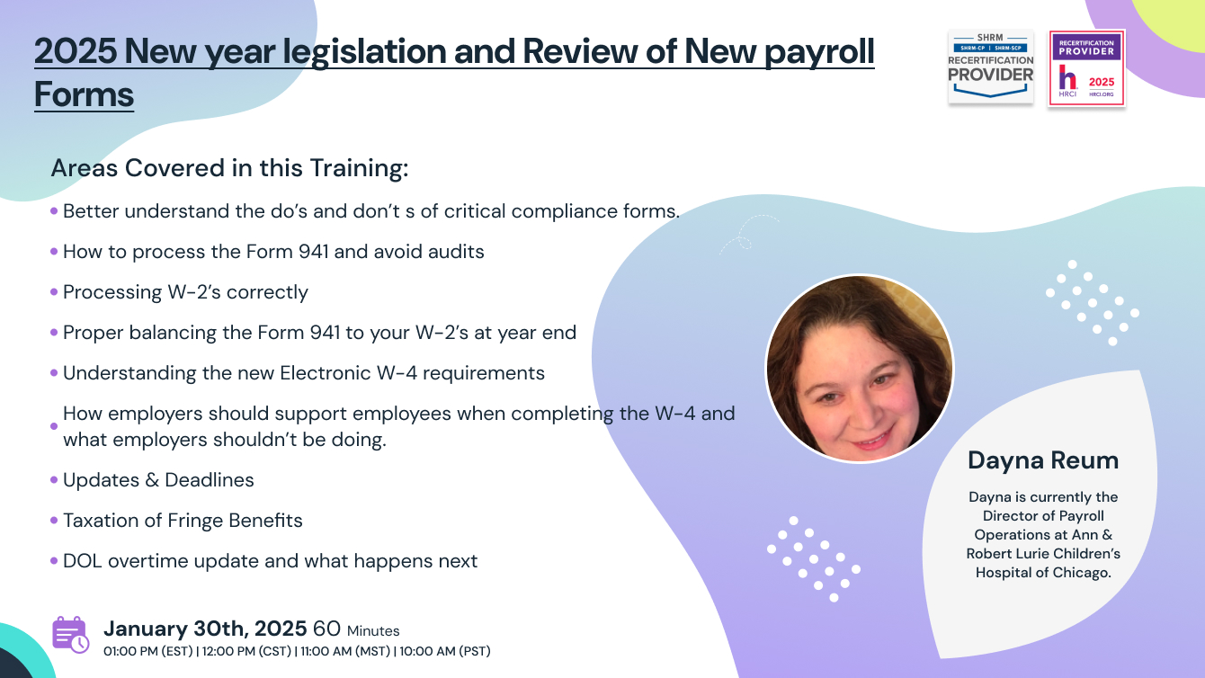 New-Year Legislation and Review of New 2025 Payroll Forms