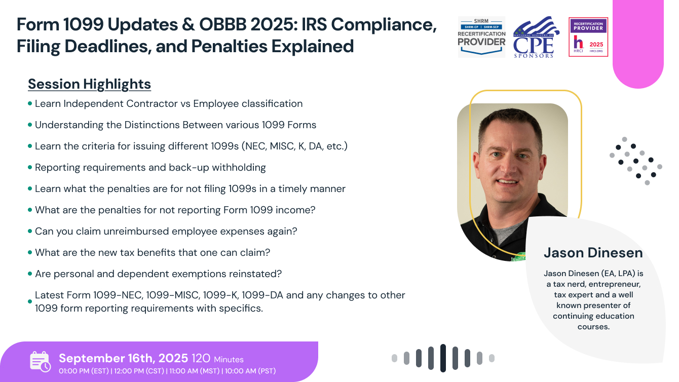 Form 1099 Updates & the OBBB 2025: IRS Compliance, Filing Deadlines, and Penalties Explained