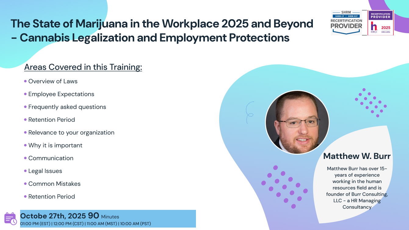 The State of Marijuana in the Workplace 2025 and Beyond - Cannabis Legalization and Employment Protections