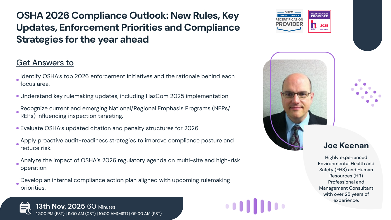 OSHA 2026 Compliance Outlook: New Rules, Key Updates, Enforcement Priorities and Compliance Strategies for the year ahead