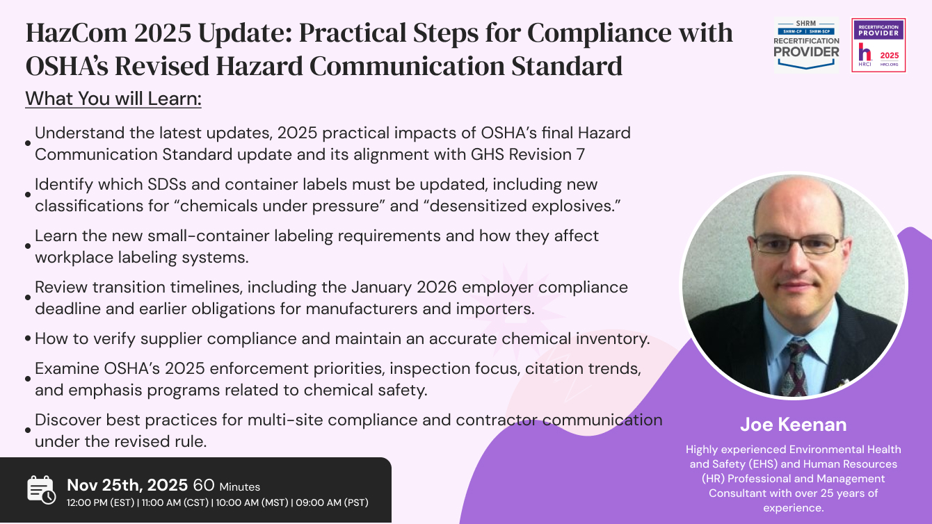 HazCom 2025 Update: Practical Steps for Compliance with OSHA’s Revised Hazard Communication Standard