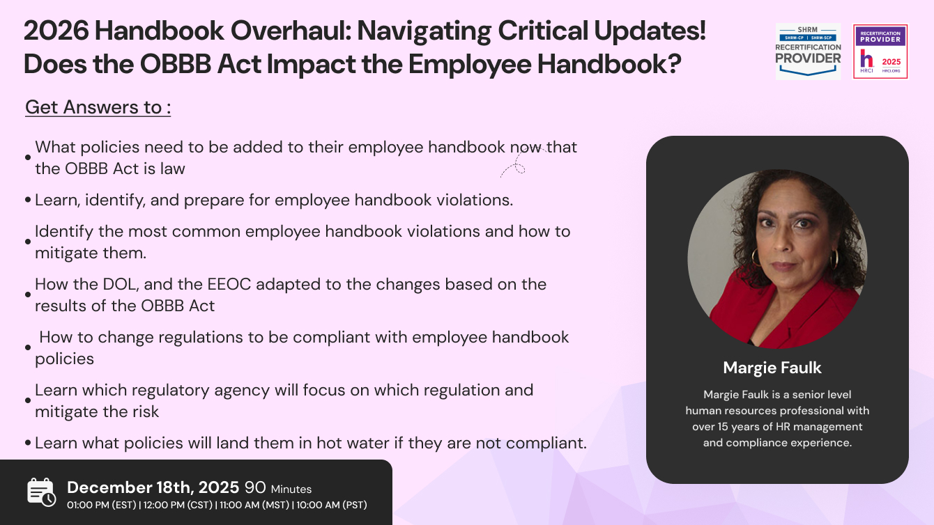 2026 Handbook Overhaul: Navigating Critical Updates! Does the OBBB Act Impact the Employee Handbook?