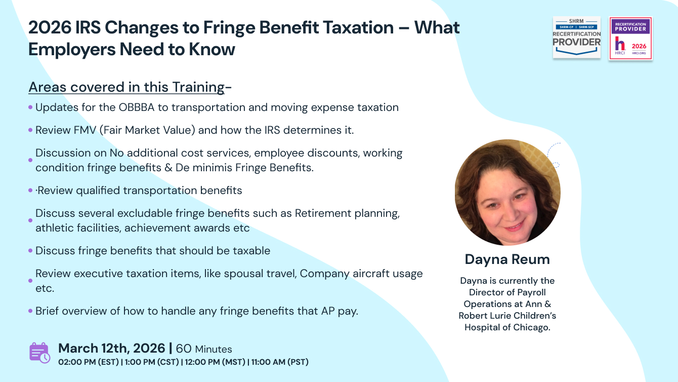2026 Changes to Fringe Benefit Taxation – What Employers Need to Know