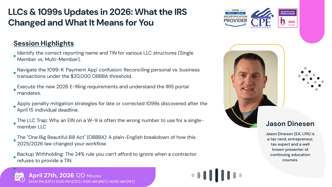 LLCs & 1099s Updates in 2026: What the IRS Changed and What It Means for You