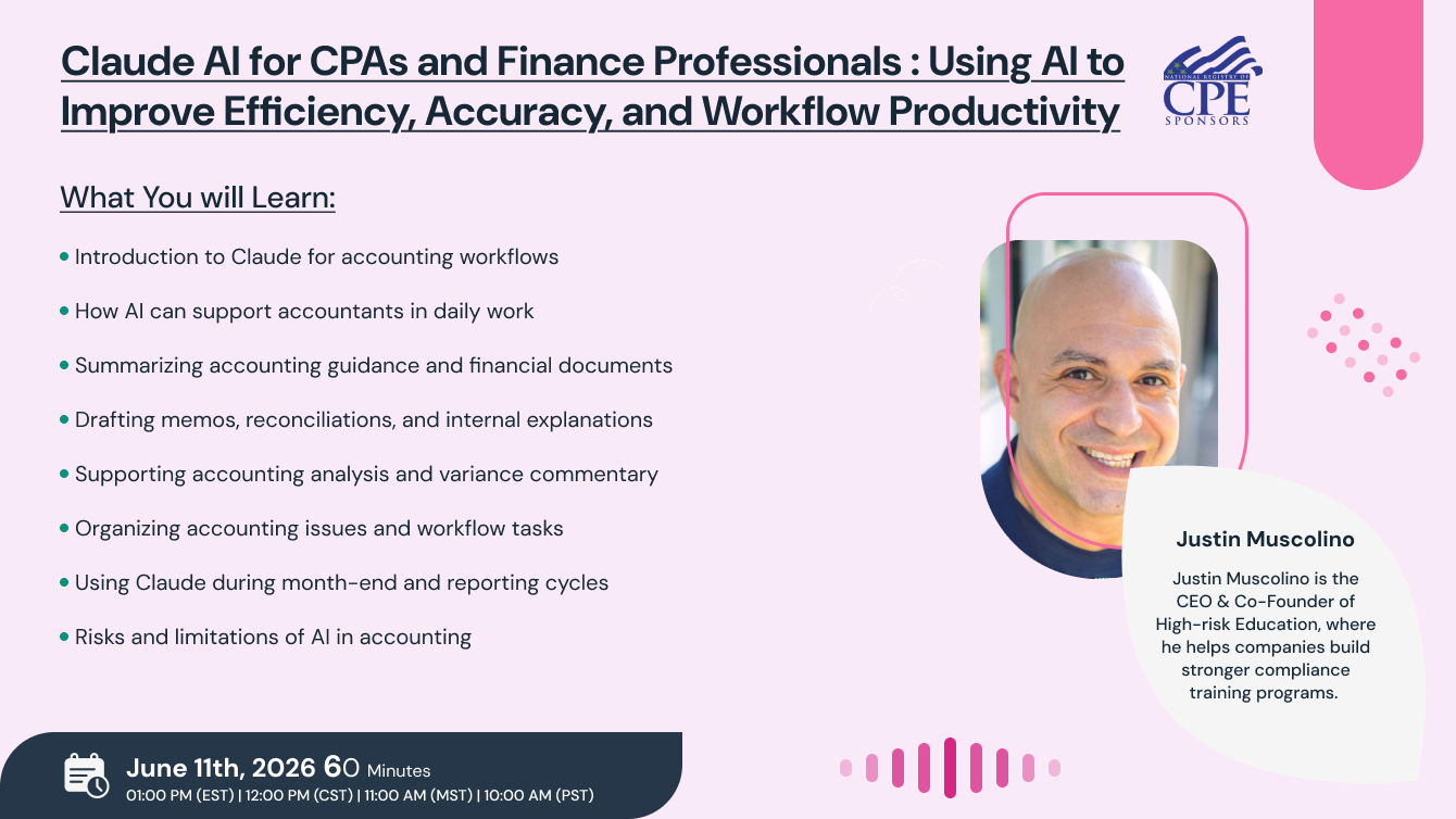 Claude AI for CPAs and Finance Professionals : Using AI to Improve Efficiency, Accuracy, and Workflow Productivity