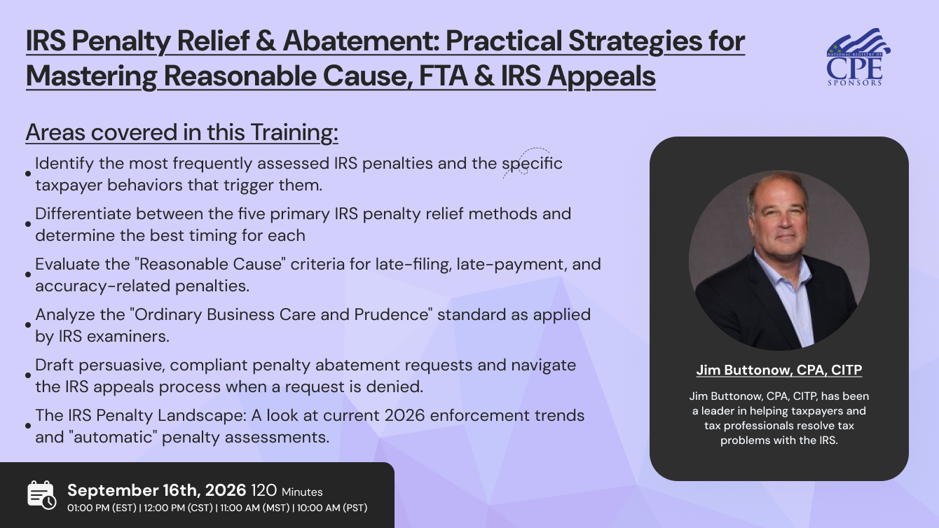 IRS Penalty Relief & Abatement: Practical Strategies for Mastering Reasonable Cause, FTA & IRS Appeals